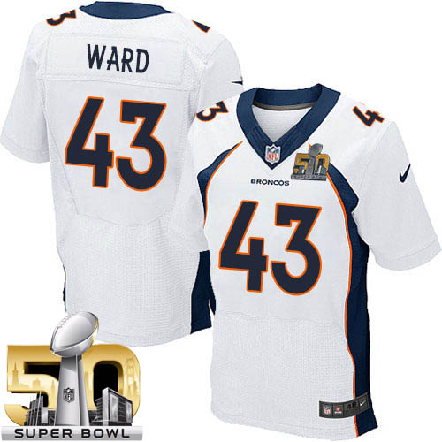 Men's Elite T.J. Ward Super Bowl L Nike Jersey White Road - #43 NFL Denver Broncos